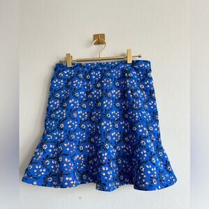 J.Crew Blue Floral Ruffle Hem Mini Skirt | Size 2 | Ditsy Floral Spring Summer